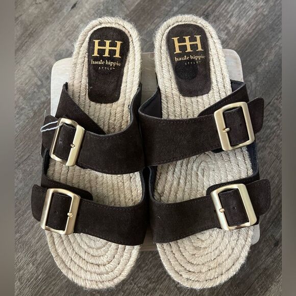 Haute Hippie Nikki Brown Buckle Sandal- Size 10 - Picture 2 of 7
